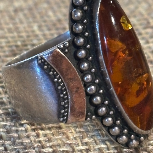 Baltic amber solid silver ring - Picture 2 of 6